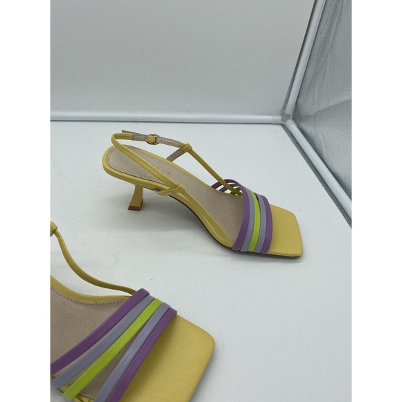 New‎ Cecelia New York Kasper Leather Heeled Slingback Sandals Multicolor Size 6M - Picture 4 of 7